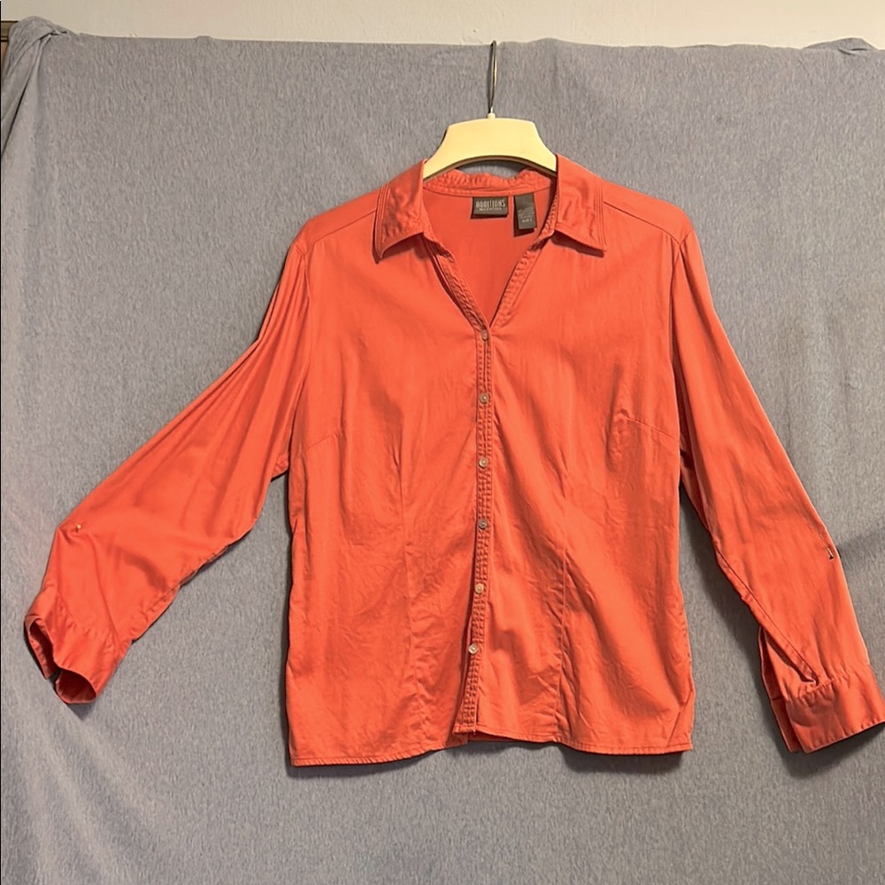 Chico's coral Blouse with Long Sleeves EUC